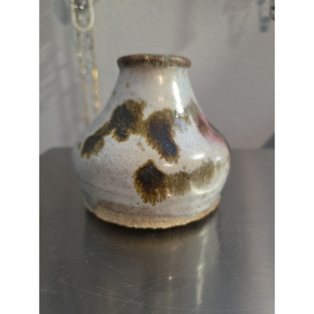 Vintage Art Pottery Vase/Jug Brown &‎ Cream Brown Pink Glazed